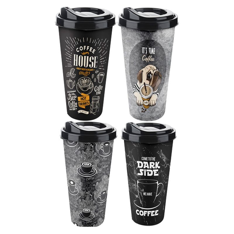 24 Pieces of 22oz/650ml Plastic Coffee Cup W/lid
