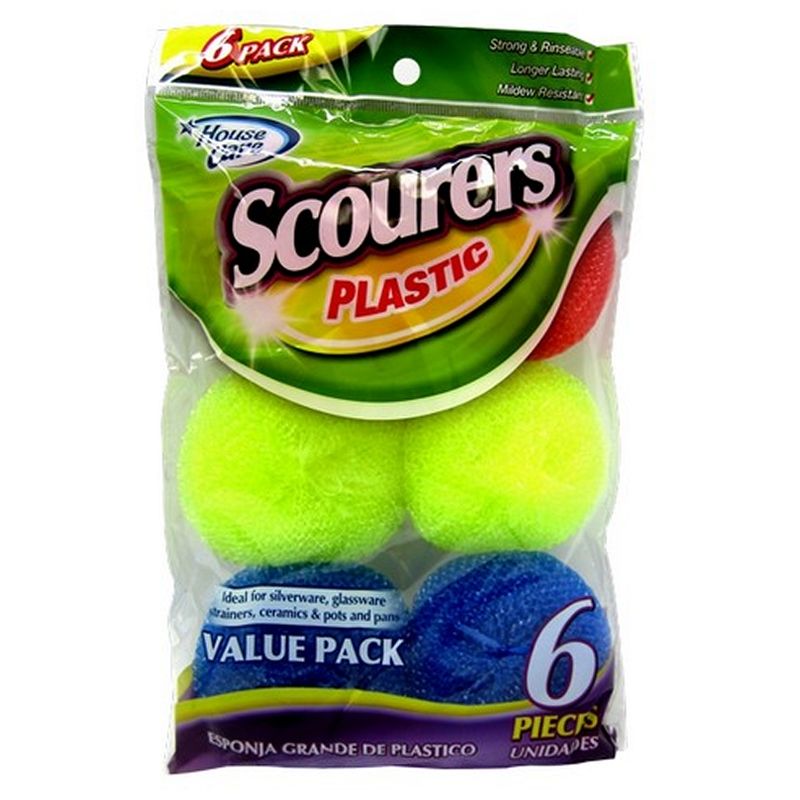 48 pieces of 6pcs Plastic Scourer In Opp Bag