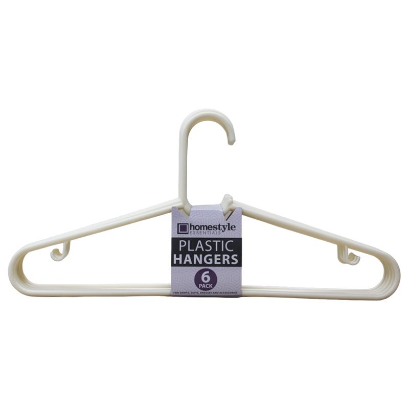36 pieces 6 Pack Ivory Plastic Clothes Hangers - Hangers - at 