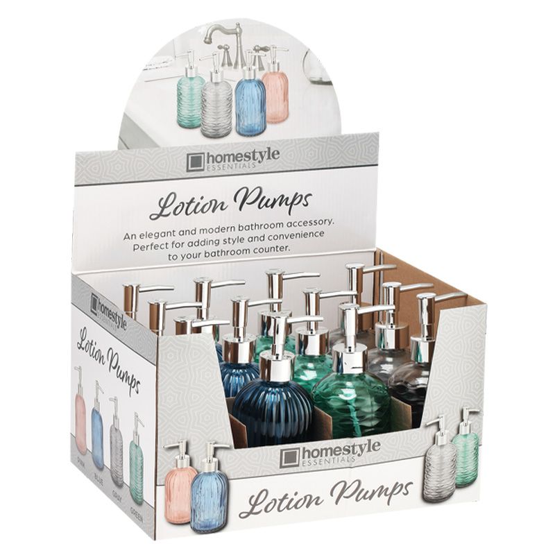 24 pieces of Glass Soap Dispenser Clear Col In Pdq