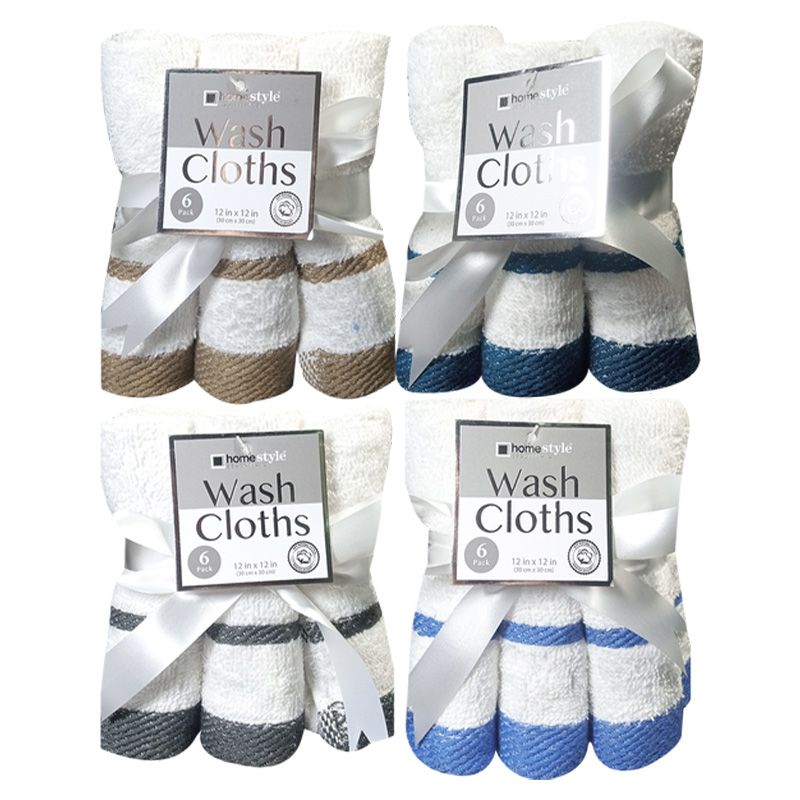 24 Wholesale 6 Pack Wash Cloths - at 