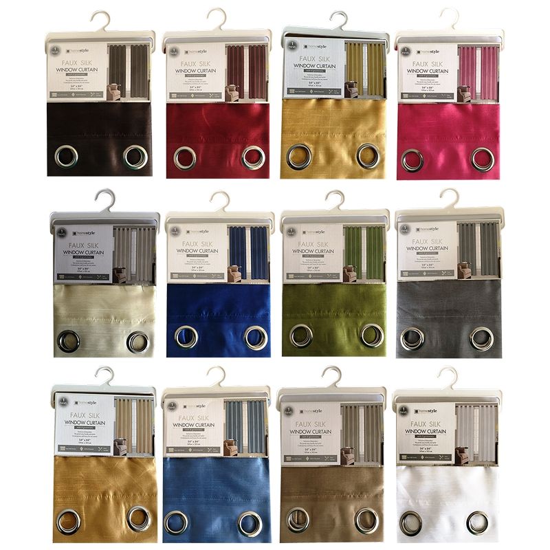 24 Pieces of Faux Silk Window Curtain In 8 Grommets