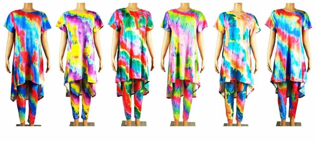 72 Pieces of Women's Tie Dye Patterned Dress And Pants Set