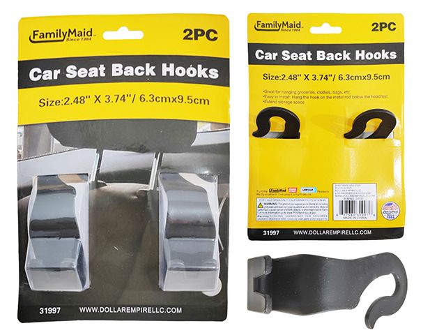 24 Pieces of 2-Piece Car Seat Back Hooks In Black