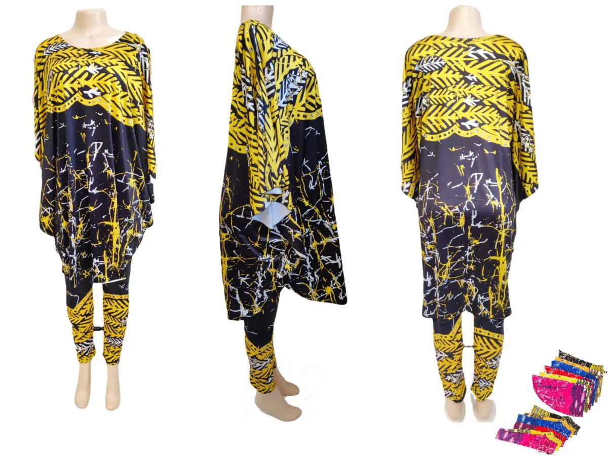 60 Pieces of Women's Patterned Color Dress And Pants Set