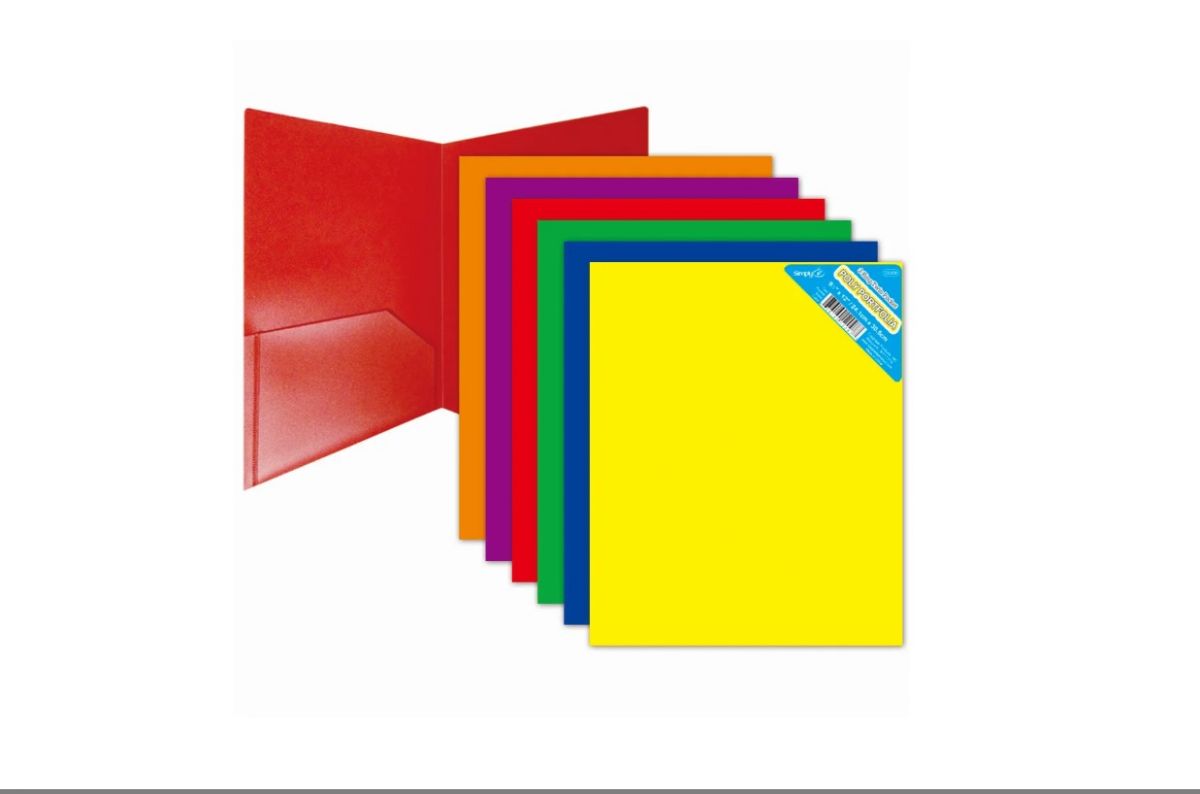 48 Pieces of 2-Pockets Poly Portfolio Assorted Colors