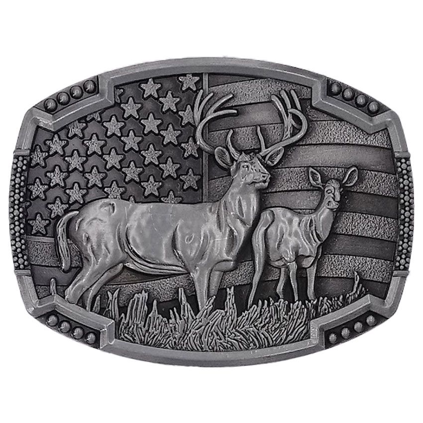 36 Pieces of Deer Belt Buckle Silver USA Flag design