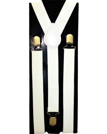 36 Pieces of Kid Suspenders - Plain White