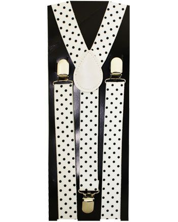 36 Pieces of White&Black Polka Dots Kid Suspender