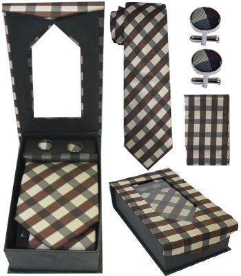 36 Pieces of Classical Checked Design Tie Set