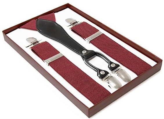 12 Pieces of Burgundy Suspenders With FouR-Clip For Adults