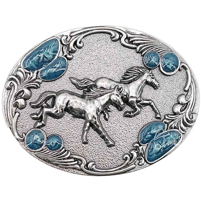 36 Pieces of Running Horses Turquoise Bead Belt Buckle
