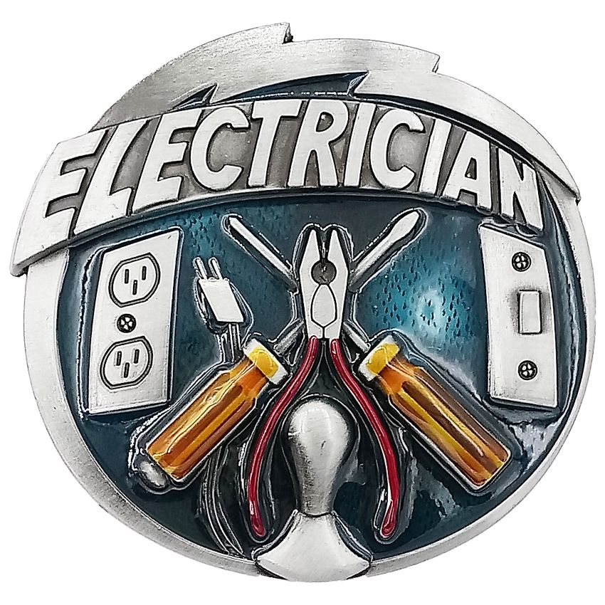 Electrician deals belt buckle