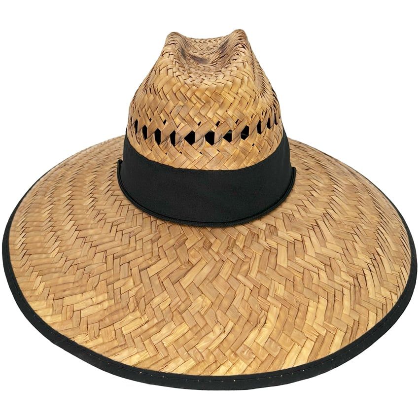 12 pieces of Straw Summer Hat with Plain Black Bandana