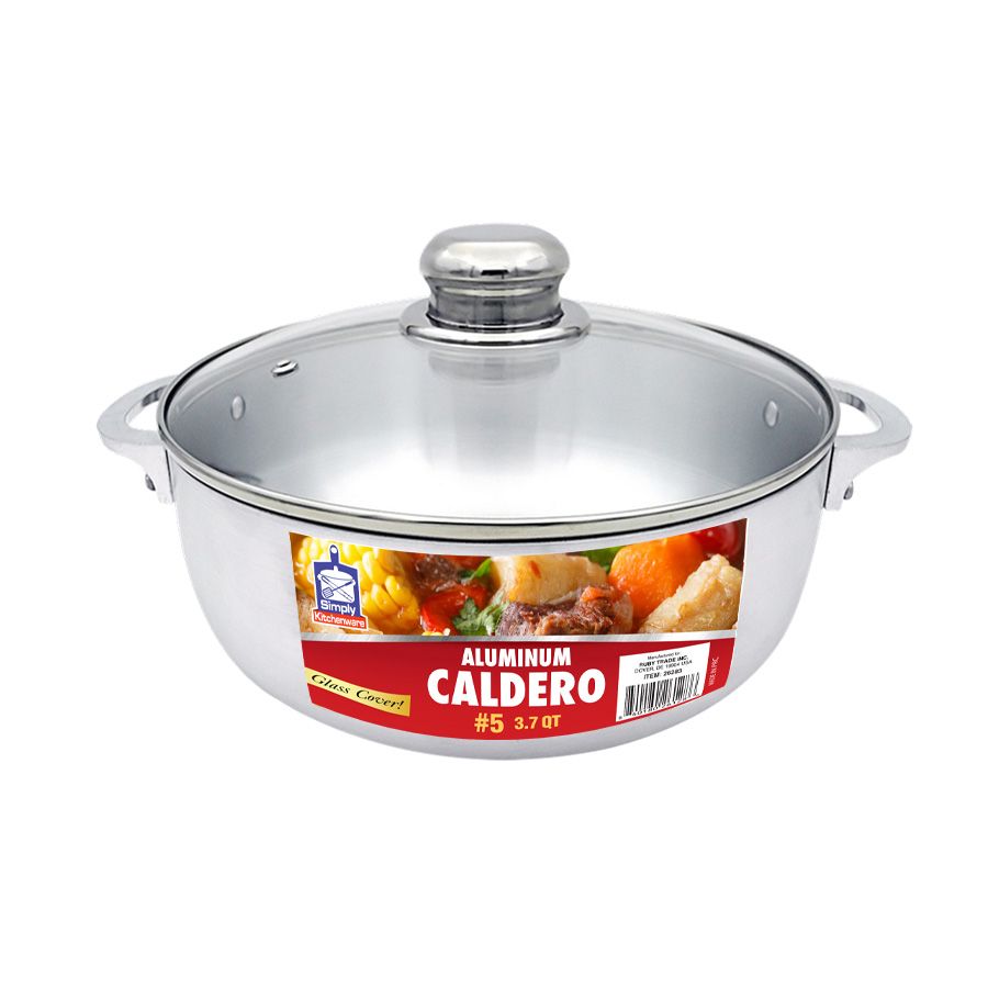 6 pieces of Simply Kitchenware Aluminum Caldero 3.7 Qt With Glass Lid