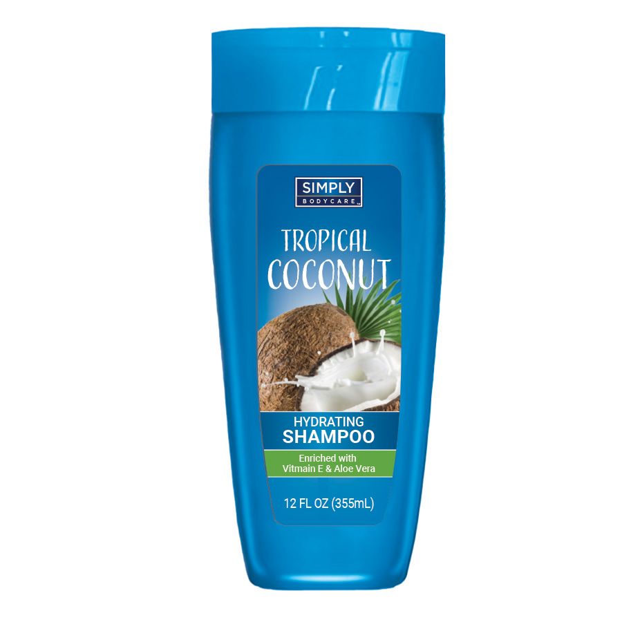 12 pieces Simply Bodycare Shampoo 12 Oz Tropical Coconut Shampoo