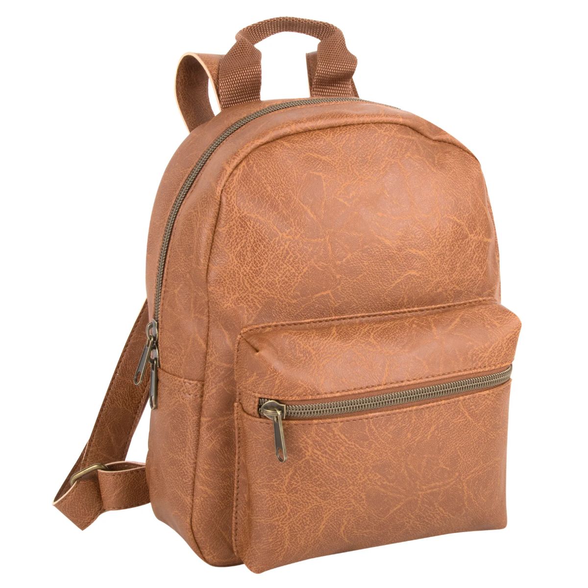 24 Pieces of Mini 10 Inch Vinyl Backpack - Brown