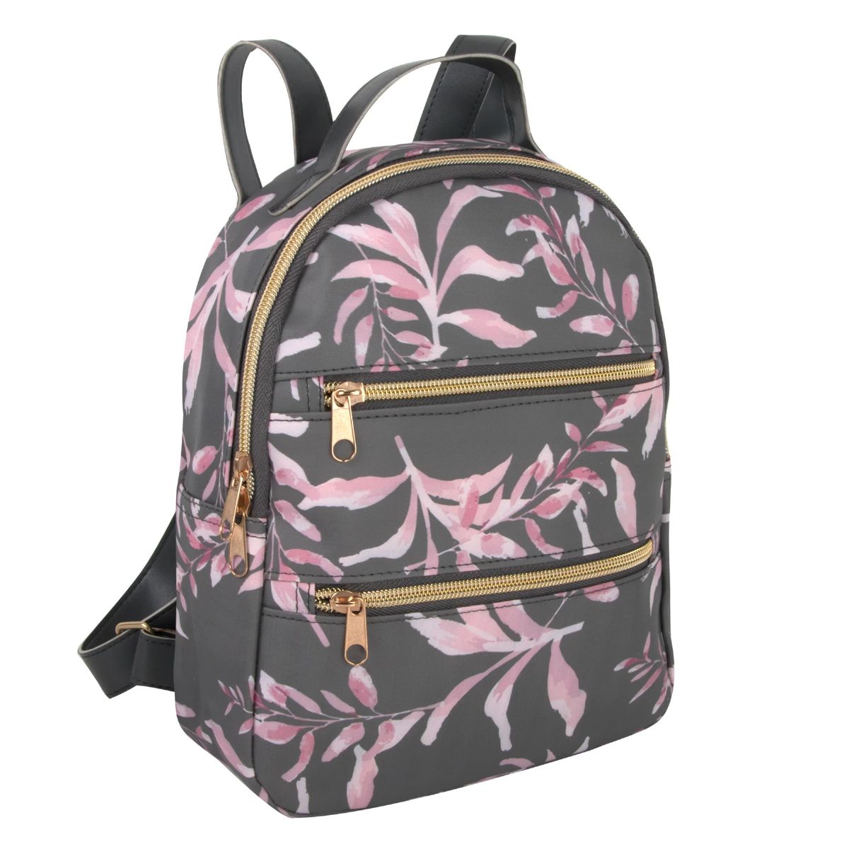 24 Pieces of Mini 10 Inch Floral Vinyl Backpack With Double Front Zippered