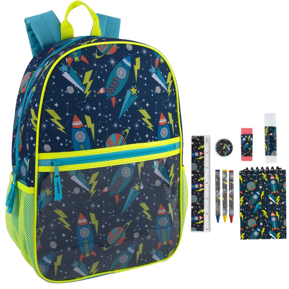 24 Pieces of 17" Outer Space Backpack With 9-Piece School Supply Kit