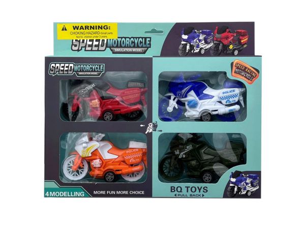 12 pieces of 4 Pack Pull Back Toy Motorcycle Racer Set
