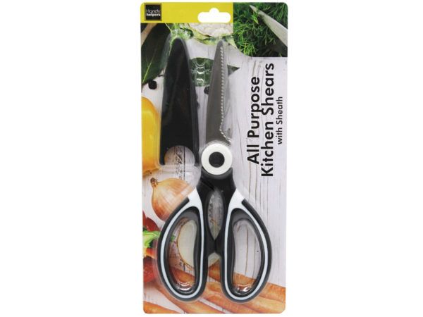 48 Wholesale AlL-Purpose Kitchen Shears Scissors With Protective Sheath -  at 