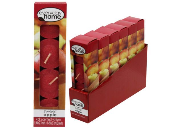 60 pieces of Everyday Home 4 Pack Sweet Apple Scented Votive Candles