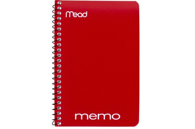 72 pieces of Memo Book Poly Cover Side Bound Spiral 4" X 6" 70 Ct., Red