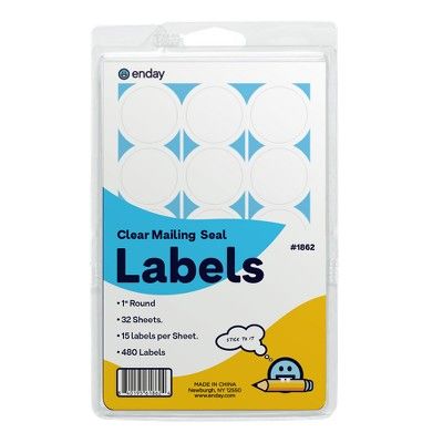 54 pieces of 1" Clear Round Mailing Seals Labels - 480/pack