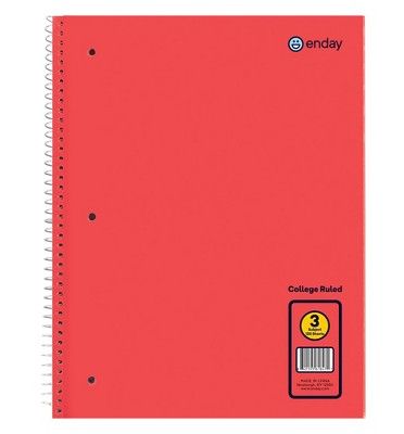 36 pieces of Spiral Notebook 3-Subject C/r 120 Ct., Red