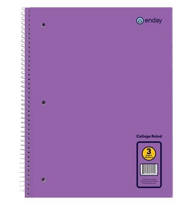 36 pieces of Spiral Notebook 3-Subject C/r 120 Ct., Purple