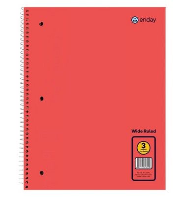 36 pieces of Spiral Notebook 3-Subject W/r 120 Ct., Red