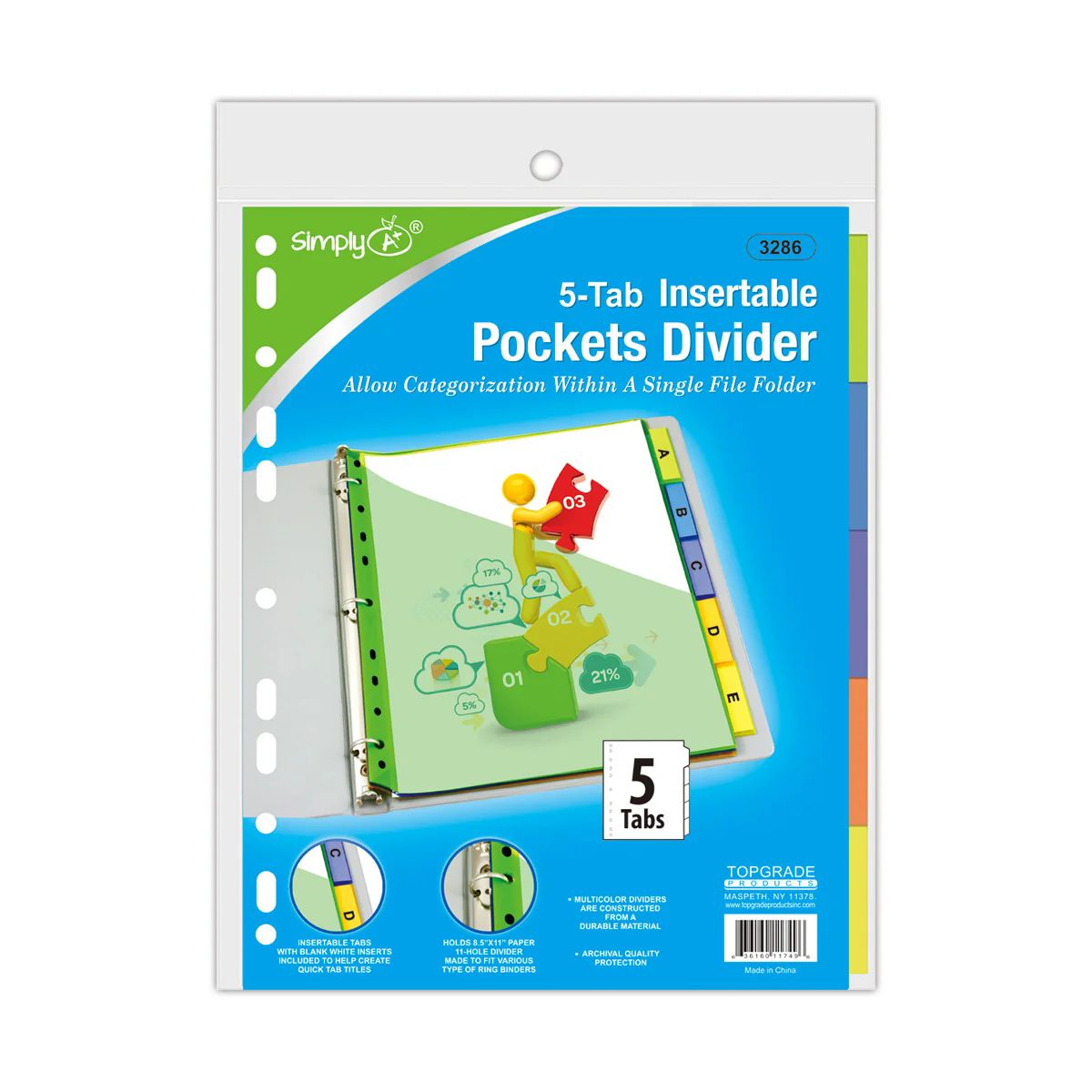 48 Pieces of 5 Tab Insertable Pockets Divider