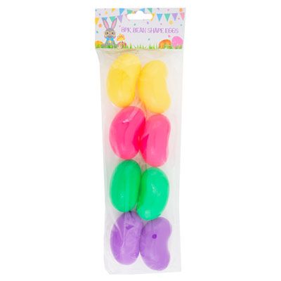 24 pieces of Easter Egg Jelly Bean Shape 8pk 2.5in Polybag Header Pink/yellow/green/purple