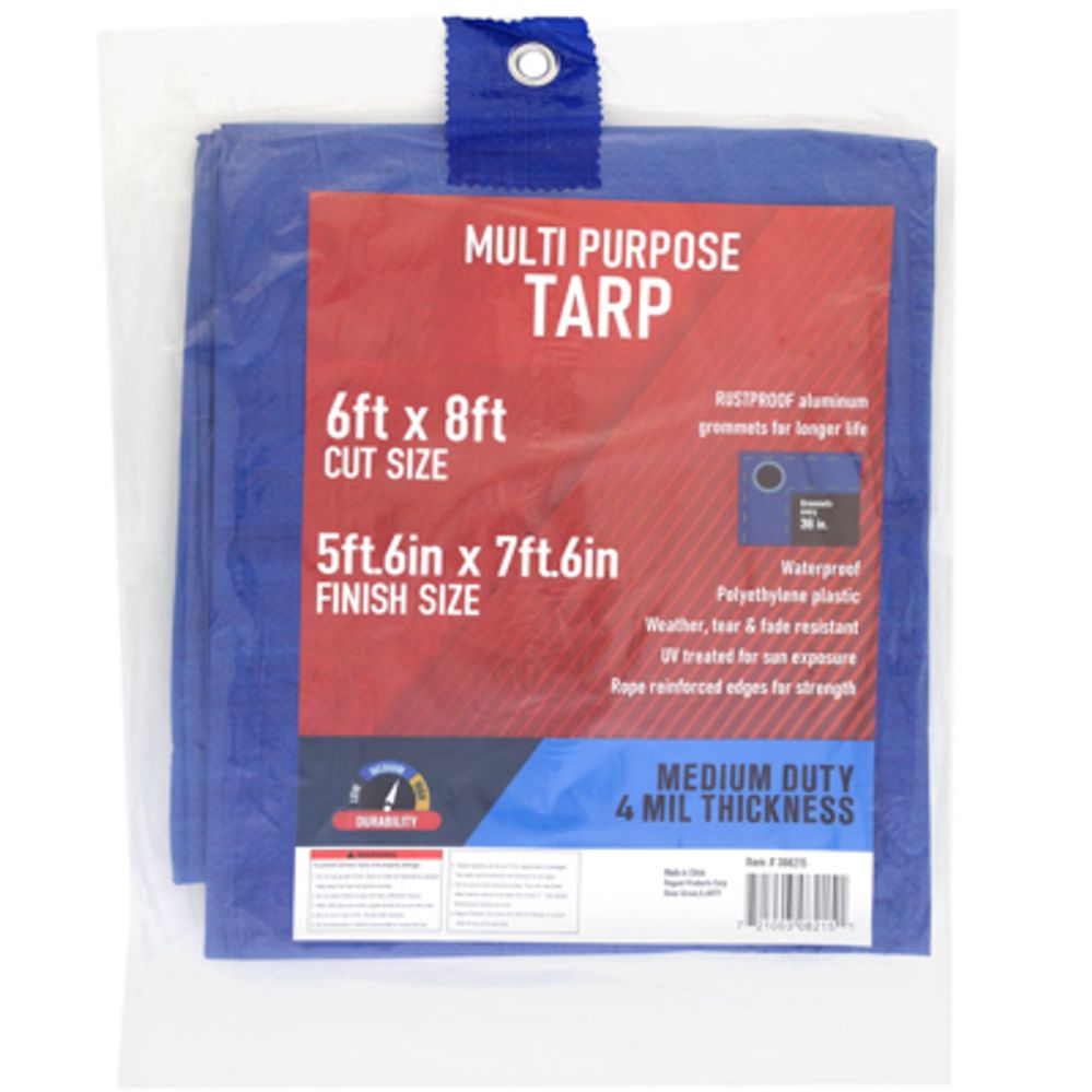 28 Pieces of Tarp 5.6x7.6 Blue 4mil Weather Resistant In Pdq