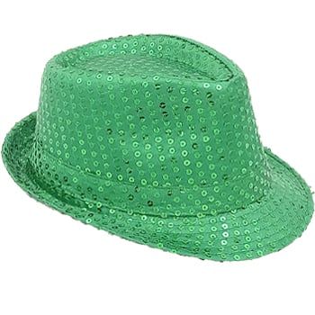 12 pieces of Stunning Sparkling Green Sequin Trilby Fedora Hat