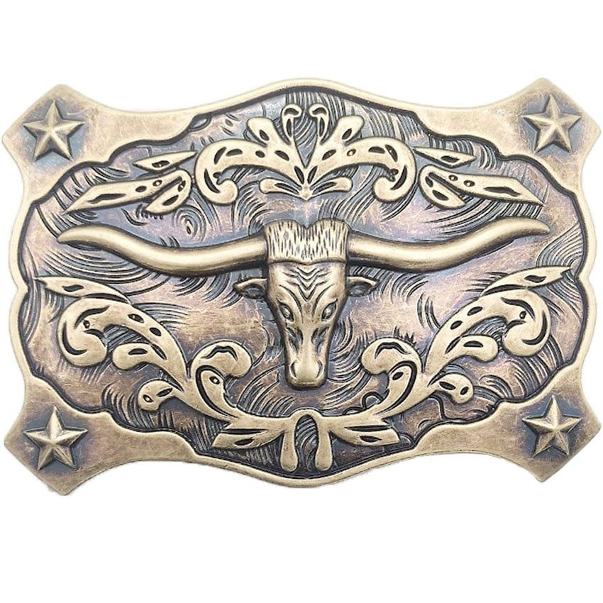 36 pieces Bull Belt Buckle Dark Golden Design - Belt Buckles - at ...
