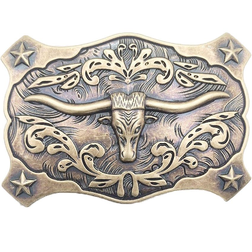 36 Wholesale Bull Belt Buckle Dark Golden Design - at ...