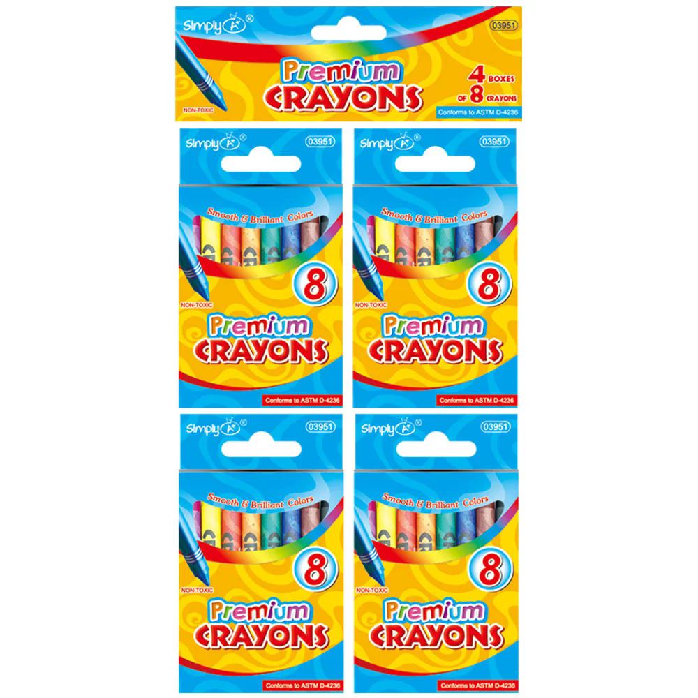 24 Packs of 4 Piece Sets Of 8 Pack Color Premium Crayons