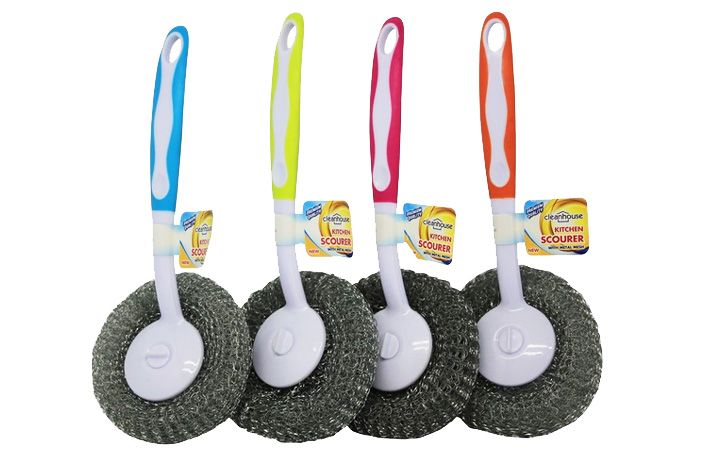 24 Pieces of Long Handle Mesh Scourer