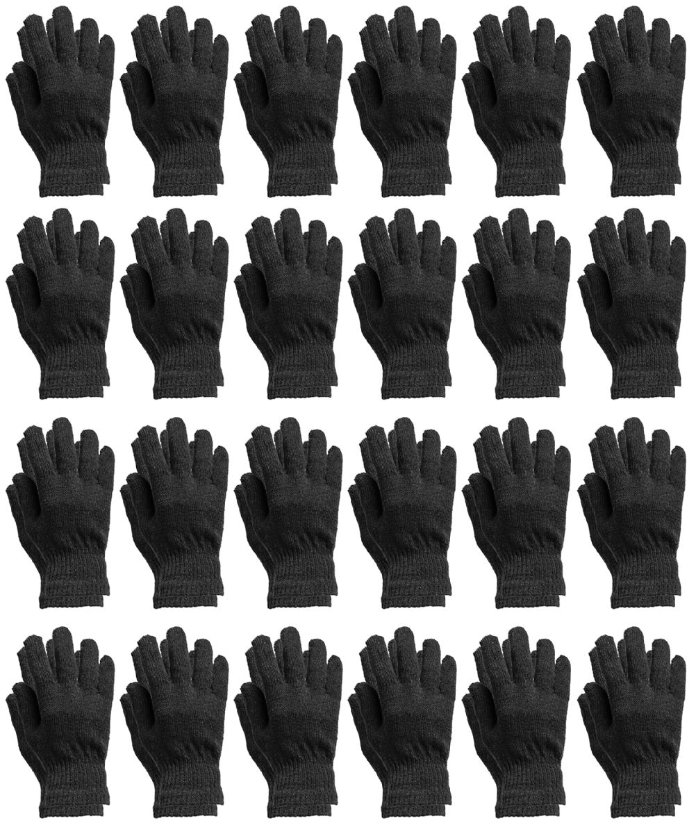 24 Pairs of Yacht And Smith Kid's Unisex Gloves In Black
