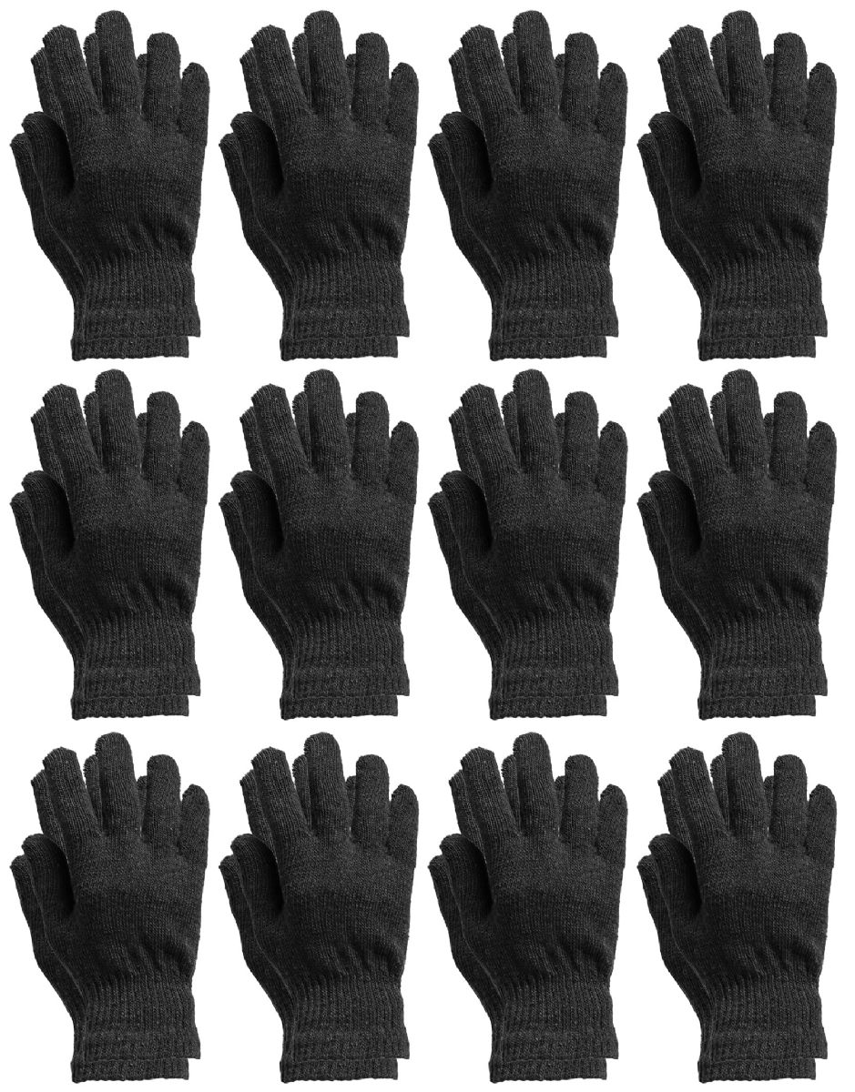 12 Pairs of Yacht And Smith Kid's Unisex Gloves In Black