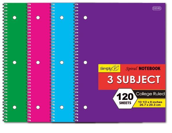36 Pieces of 3 Subject 120 Count Notebook