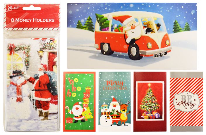 24 Packs of 8 Pack Christmas Money Cards With Envelopes