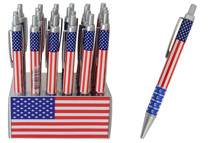 24 Pieces of Usa Flag Ballpoint Pen