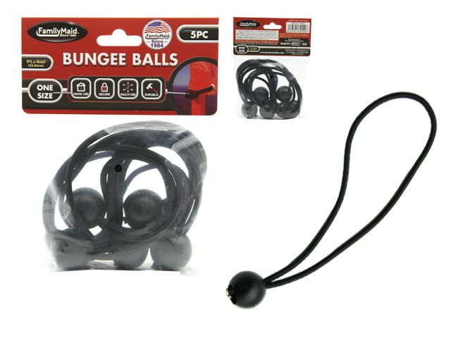 144 Pieces of 5 Piece Bungee Balls5 Piece 9"l X 4mm Thick Rugged Nylon Bungee Balls In Black