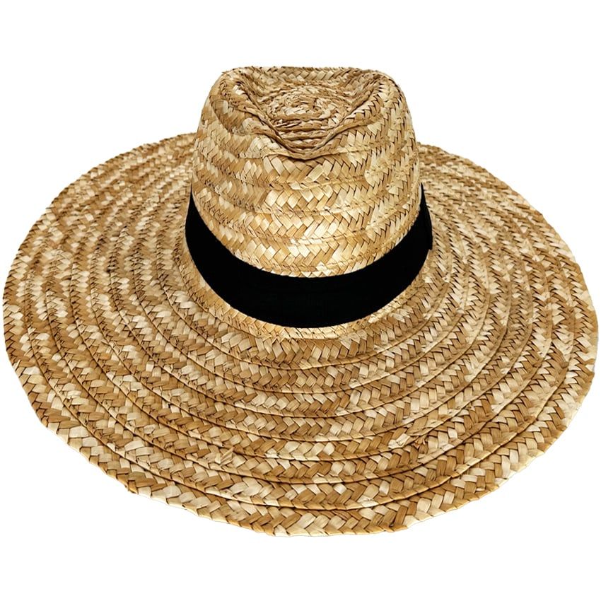 12 pieces of Men's Summer Hat with Black Band - Quality Straw 