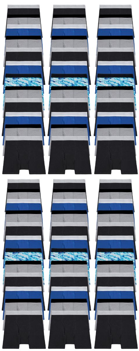 72 Wholesale Boys Cotton Mix Brands Underwear Boxer Briefs In Assorted Colors , Size Large
