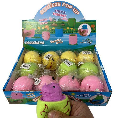 12 Pieces of Squeeze/pop - Up Dinosaur In An Egg Toy