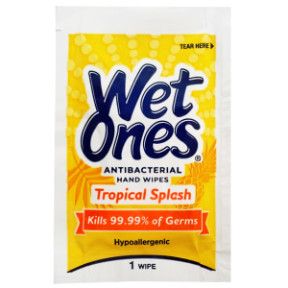 24 pieces of Wet Ones Singles Tropical Splash Antibacterial Wipe