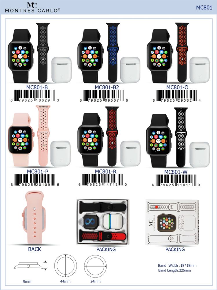 12 pieces of Digital Watch - MC801-G assorted colors